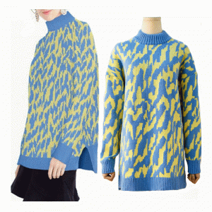 Plus velikost dlouhé tělo Angora vlna vlna Jacquard tlustý teplý pletený svetr šaty