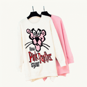 2019 Nejnovější svetr Design Pink Panther Jacquard dámské pletené svetrové šaty