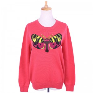 Vlastní šitý motýl Patch vlněný pletený svetr svetr pro dámy